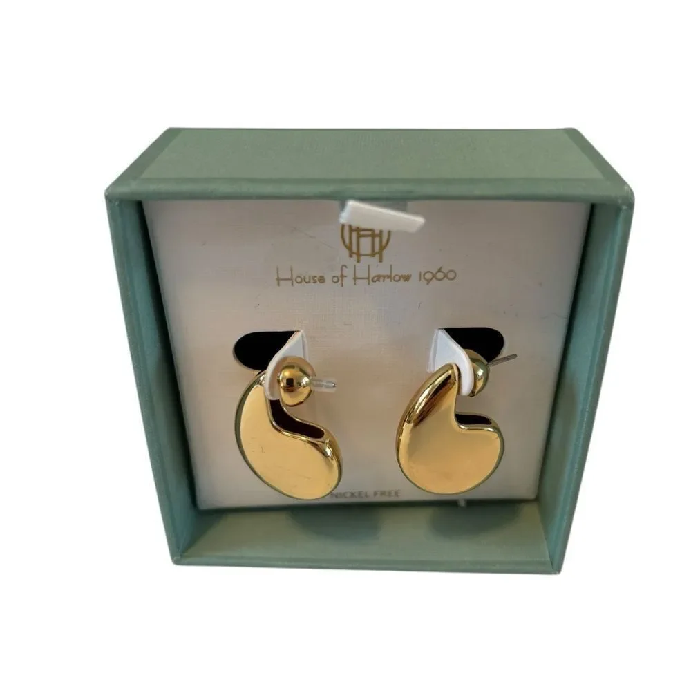 House of Harlow 1960 Stylish & Sophisticated Gold Tone Earrings.